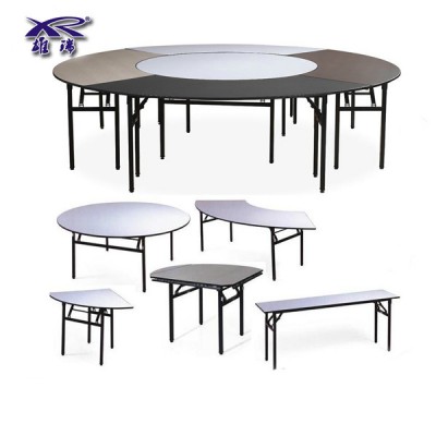 Comfortable white hotel banquet used wooden dining round table