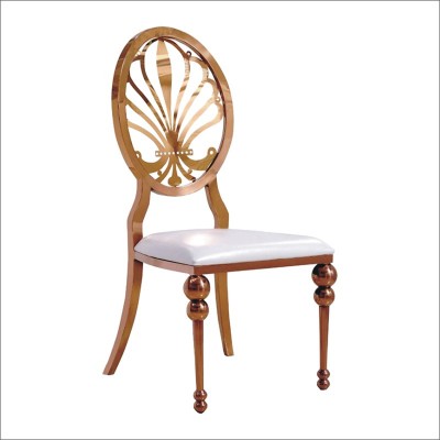 New design  flower back gold stainless steel wedding chair for banquet